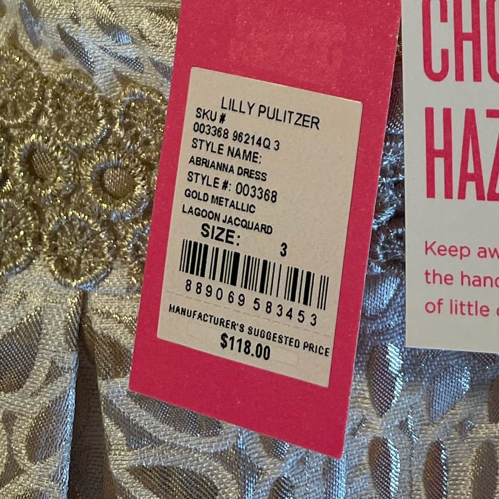 Lilly Pulitzer Girls Dress Gold Abrianna Jacquard 3T Special Occasion NWT - Picture 4 of 4